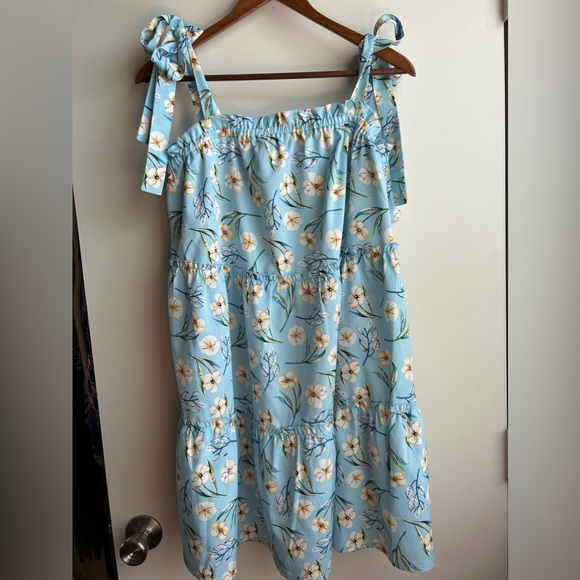 Blue floral print mini dress - Picture 1 of 2